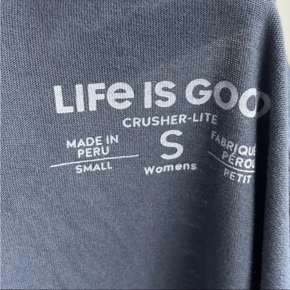 Life is Good Women Sz S I Need Wine Glasses Crusher Tee V Neck Navy Blue NWT - Picture 5 of 11